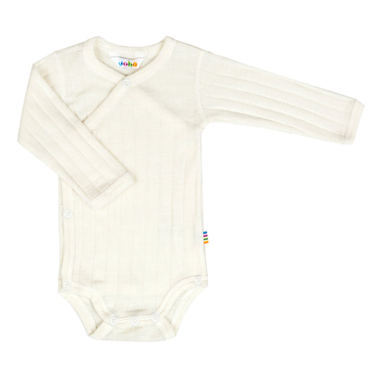 Wickelbody langarm Wolle/Seide Natur