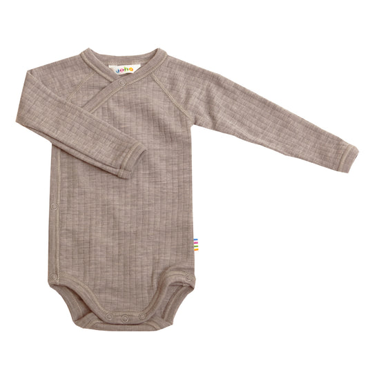 Wickelbody langarm Merinowolle Sesam